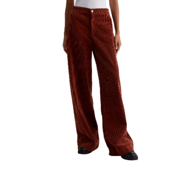 NEW AG Los Angeles Brown Tailored Deven High-Rise
Wide-Leg Corduroy Pants - Picture 3 of 11